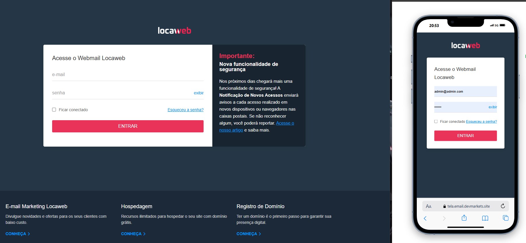 Tela Fake LocalWeb (100% responsivo e moderno)
